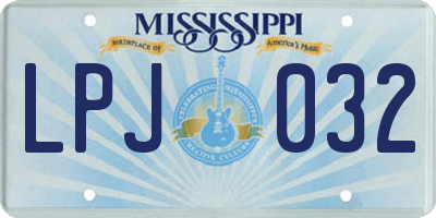 MS license plate LPJ032
