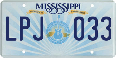 MS license plate LPJ033