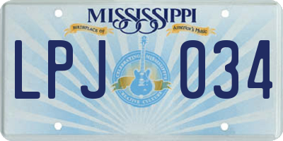 MS license plate LPJ034