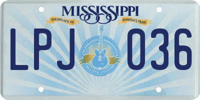 MS license plate LPJ036