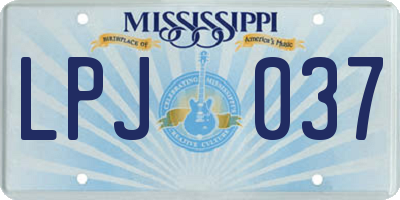 MS license plate LPJ037