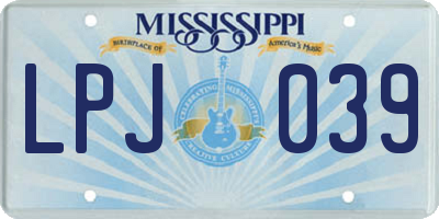 MS license plate LPJ039