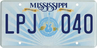 MS license plate LPJ040