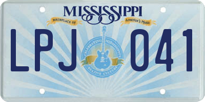 MS license plate LPJ041