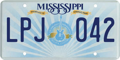 MS license plate LPJ042