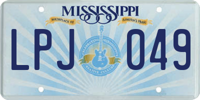 MS license plate LPJ049