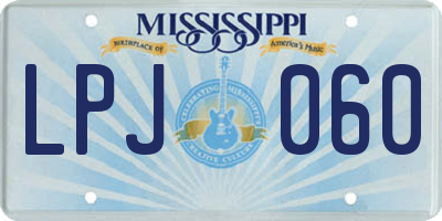 MS license plate LPJ060