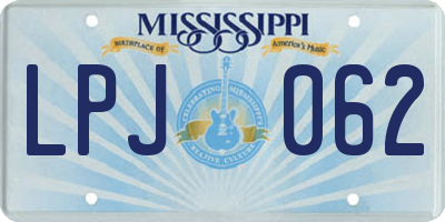 MS license plate LPJ062