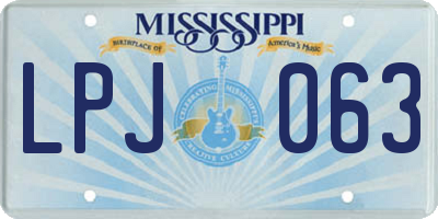 MS license plate LPJ063
