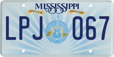 MS license plate LPJ067