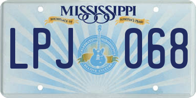 MS license plate LPJ068