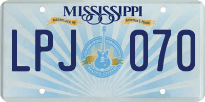 MS license plate LPJ070