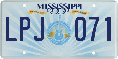 MS license plate LPJ071