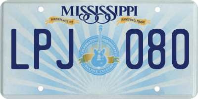 MS license plate LPJ080