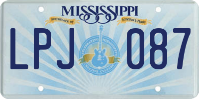 MS license plate LPJ087