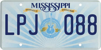 MS license plate LPJ088