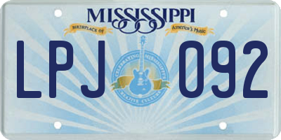 MS license plate LPJ092