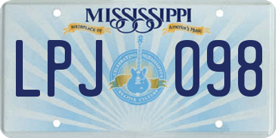 MS license plate LPJ098