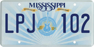 MS license plate LPJ102