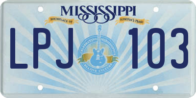 MS license plate LPJ103