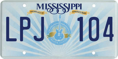 MS license plate LPJ104