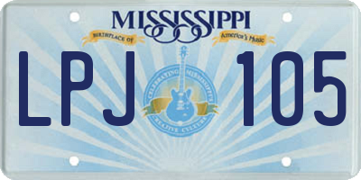 MS license plate LPJ105