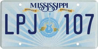 MS license plate LPJ107
