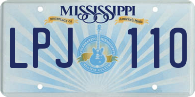 MS license plate LPJ110