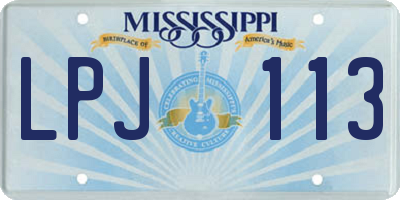 MS license plate LPJ113
