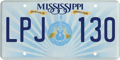 MS license plate LPJ130