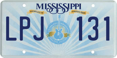 MS license plate LPJ131