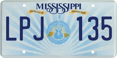 MS license plate LPJ135