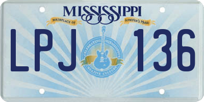 MS license plate LPJ136