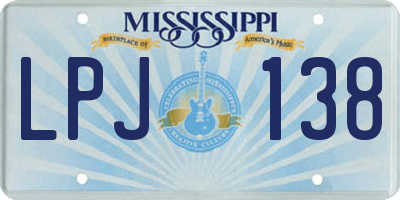 MS license plate LPJ138