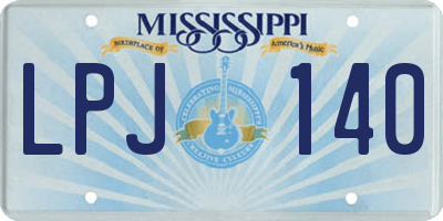 MS license plate LPJ140