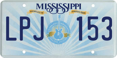 MS license plate LPJ153