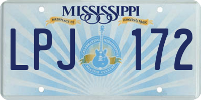 MS license plate LPJ172