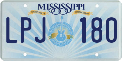 MS license plate LPJ180