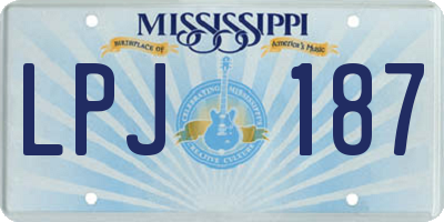 MS license plate LPJ187