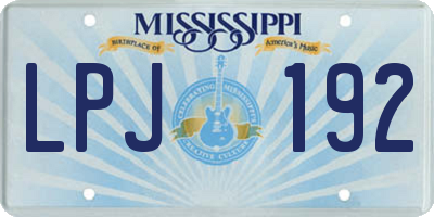 MS license plate LPJ192