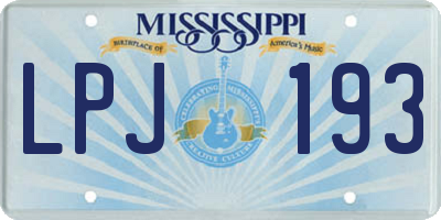 MS license plate LPJ193