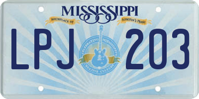MS license plate LPJ203