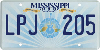 MS license plate LPJ205