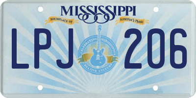 MS license plate LPJ206