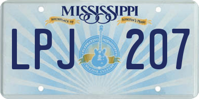 MS license plate LPJ207