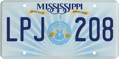 MS license plate LPJ208