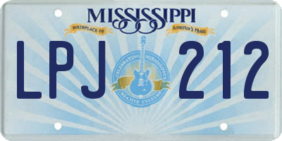 MS license plate LPJ212