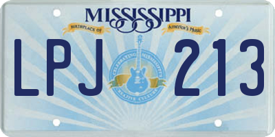 MS license plate LPJ213