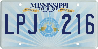 MS license plate LPJ216