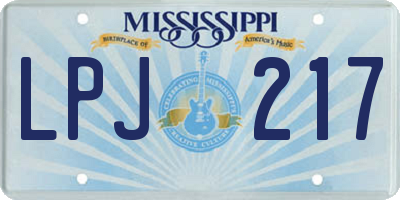 MS license plate LPJ217